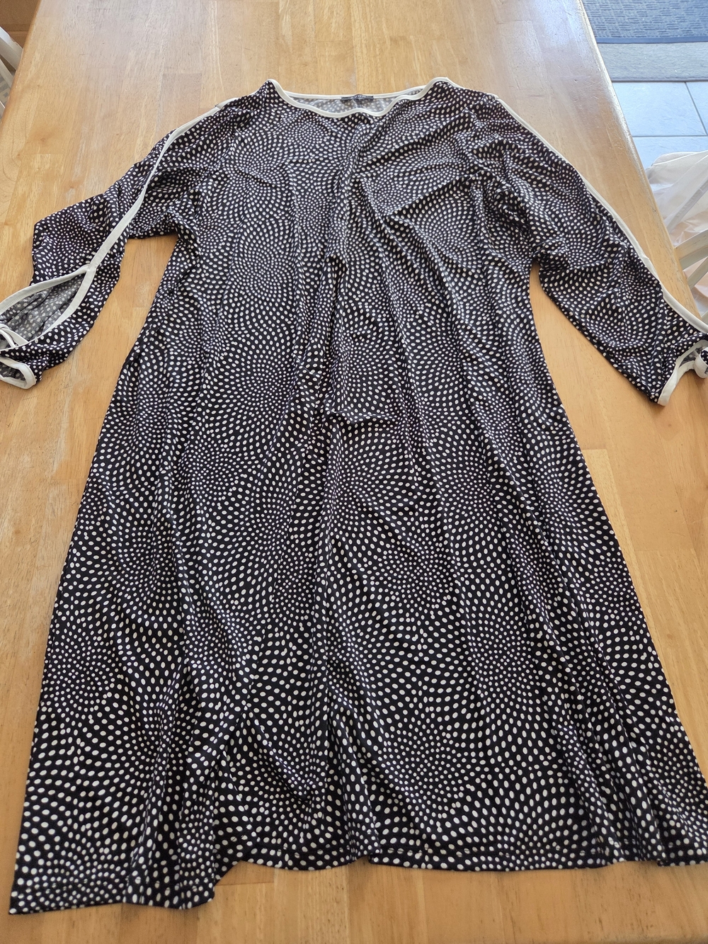 Avon Black Dress with White Dot Swirl Print - Midi
